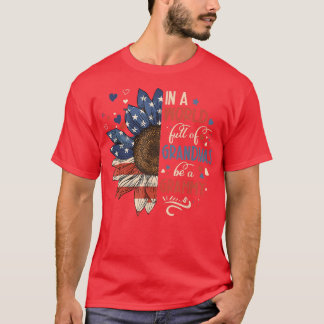 Zonnebloem de Amerikaanse vlag in een wereld vol o T-shirt