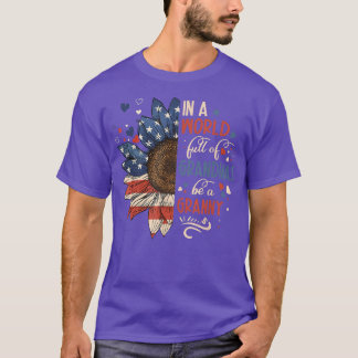 Zonnebloem de Amerikaanse vlag in een wereld vol o T-shirt