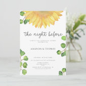 Zonnebloem de nacht voor het repetitieve diner kaart (Staand voorkant)