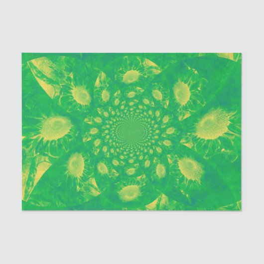 Zonnebloem Decoupage Groen Geel Abstracte Kunst Tissuepapier (Voorkant)