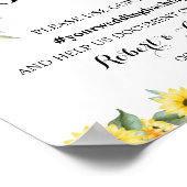 Zonnebloem Deel de Liefde Social Media Trouwbord Poster (Hoek)