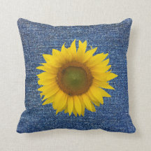 Zonnebloem Denim Kijk Rustic goot Pillow