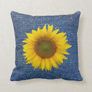 Zonnebloem Denim Kijk Rustic goot Pillow Kussen