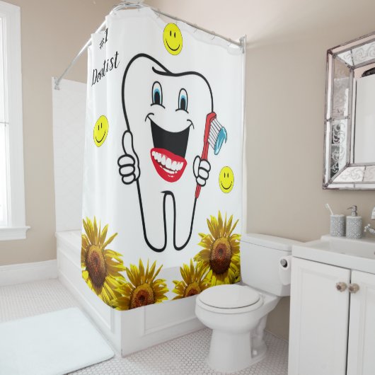 Zonnebloem Dentist Showgordijn Douchegordijn (In situ)