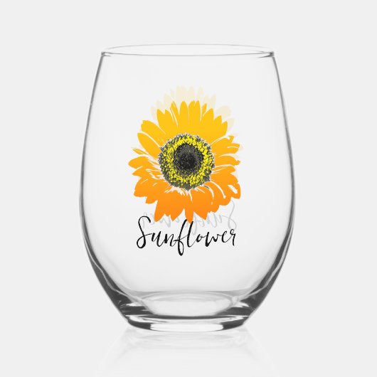Zonnebloem Design Stemless wijnglas Wijnglas Zonder Voet (Voorkant)