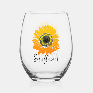 Zonnebloem Design Stemless wijnglas Wijnglas Zonder Voet