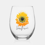 Zonnebloem Design Stemless wijnglas Zonder Voet (Voorkant)