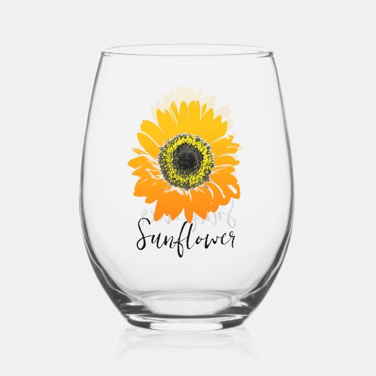 Zonnebloem Design Stemless wijnglas Zonder Voet (Achterkant)