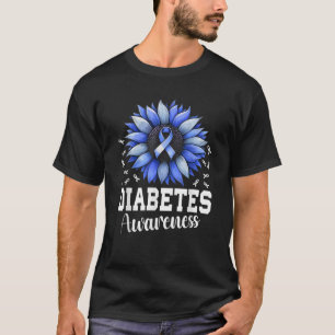 Zonnebloem Diabetes Bewustzijn Blauwe Lint Diabete T-shirt