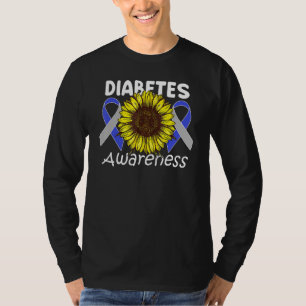 Zonnebloem Diabetes Bewustzijn Grijs Blauw Lint Wa T-shirt
