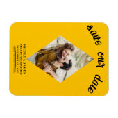 Zonnebloem Diamant Foto Bruiloft Save the Date Magneet (Horizontaal)