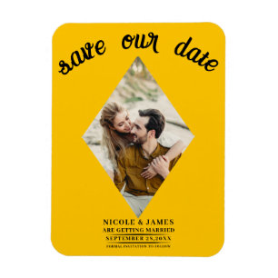 Zonnebloem Diamant Foto Bruiloft Save the Date Magneet