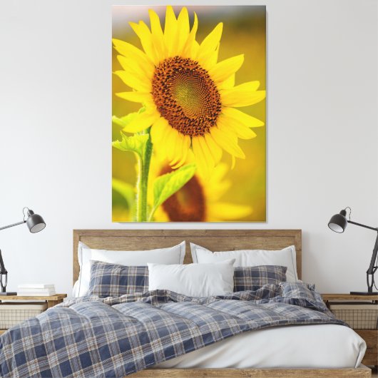 Zonnebloem dicht canvas afdruk (Insitu (Slaapkamer))