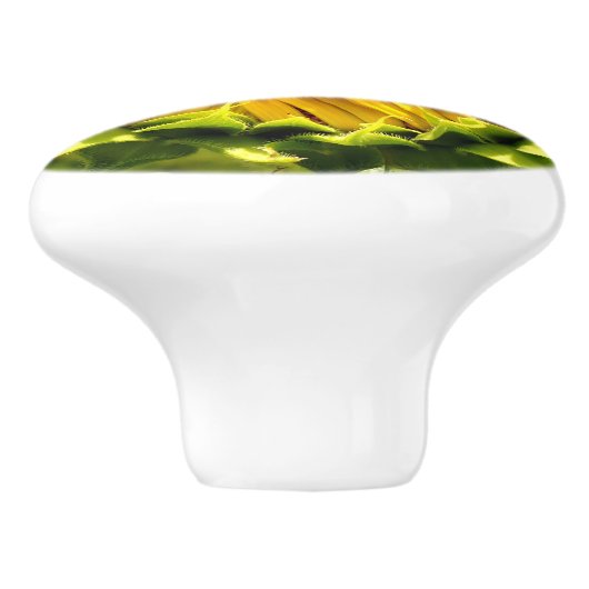 Zonnebloem dicht keramische knop (Zijkant)