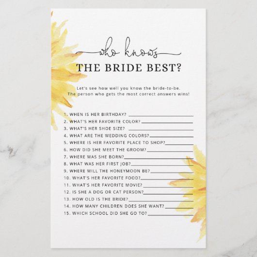 Zonnebloem die het beste bruidespel kent (Voorkant)