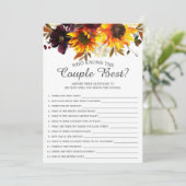 Zonnebloem die het beste bruidsspel van het paar k kaart (Staand voorkant)