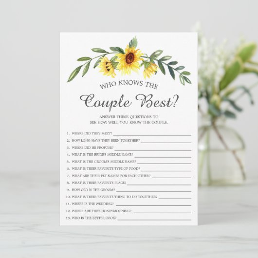 Zonnebloem die het beste paar kent kaart (Staand voorkant)