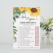 Zonnebloem die het Vrijgezellenfeest Spelen zei (Staand voorkant)