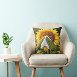 Zonnebloem die in een zakdoek niest kussen
