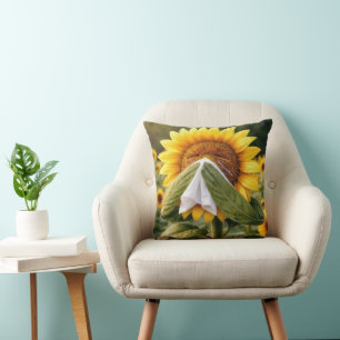 Zonnebloem die in een zakdoek niest kussen
