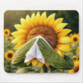Zonnebloem die in een zakdoek niest muismat (Voorkant)