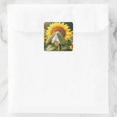 Zonnebloem die in een zakdoek niest vierkante sticker (Tas)