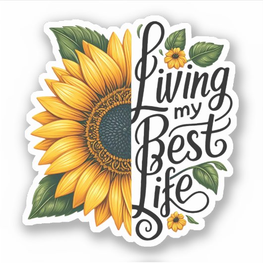 Zonnebloem die mijn beste leven leeft sticker (Voorkant)