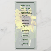 Zonnebloem die naar beneden kijkt Weddenschap Programmakaart (Achterkant)