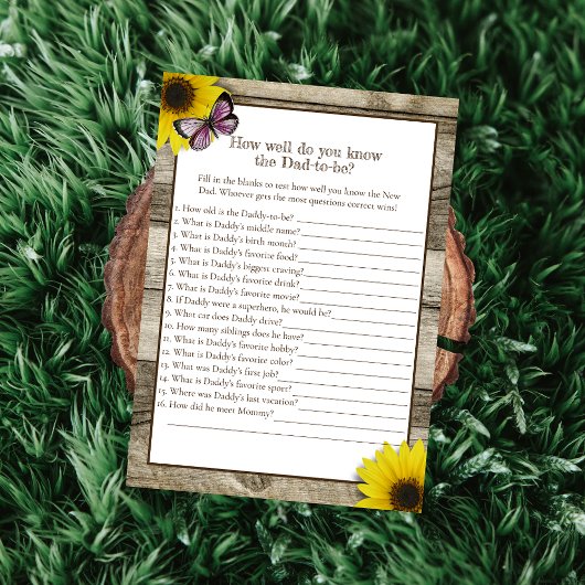 Zonnebloem die vader het beste Baby shower kent |  Kaart