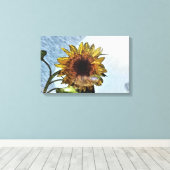 Zonnebloem Digitale Moderne Kunst Canvas Afdruk (Insitu (Houten vloer))