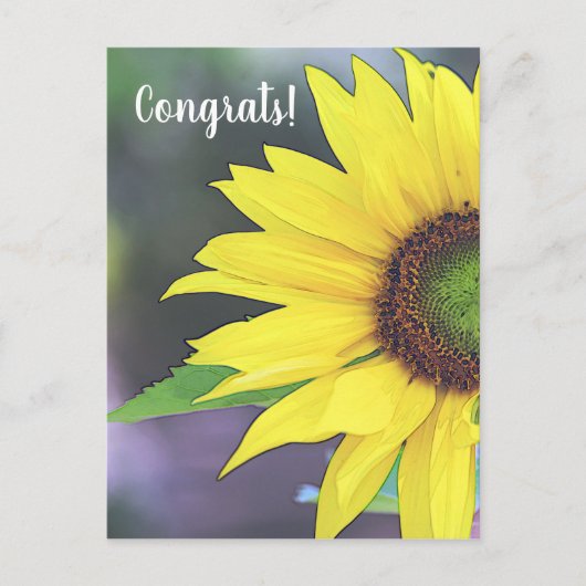 Zonnebloem Digitale Waterverf 2 Briefkaart (Voorkant)