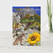 Zonnebloem Dinosaur Birthday Folted Wenskaart Kaart (Voorkant)