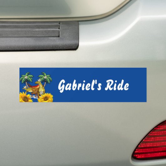 Zonnebloem Dinosaur-Bumpersticker Bumpersticker (Op auto)