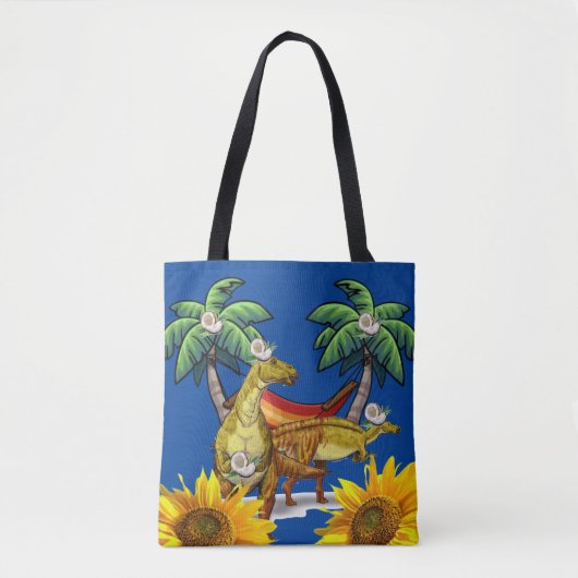 Zonnebloem Dinosaur-Canvas tas (Voorkant)