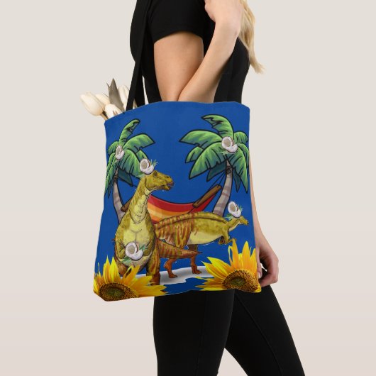 Zonnebloem Dinosaur-Canvas tas (Dichtbij)