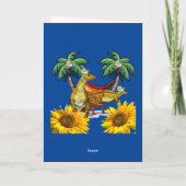 Zonnebloem Dinosaur Floral Folded Wenskaart Kaart (Achterkant)