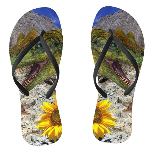 Zonnebloem Dinosaurus Bloemenslippers Teenslippers (Voetbed)