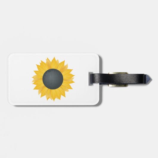 Zonnebloem Disco Ball Retro Party Vibe Bagagelabel (Achterkant horizontaal)
