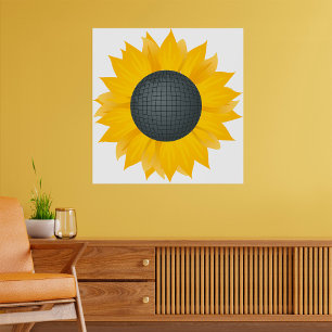 Zonnebloem Disco Ball Retro Party Vibe Poster
