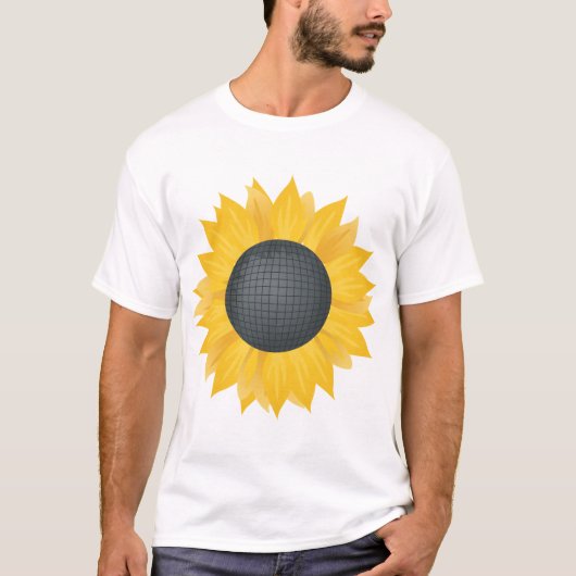 Zonnebloem Disco Ball Retro Party Vibe T-shirt (Voorkant)