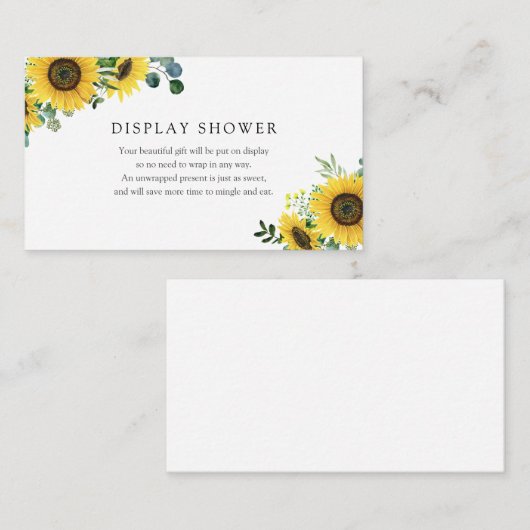 Zonnebloem Display Baby shower insert kaart (Voorkant / Achterkant)