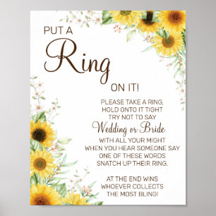 Zonnebloem Doe een ring bruidsshower spel bord Poster