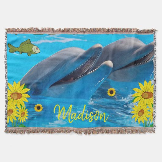 Zonnebloem Dolphin Throw Blanket Deken (Voorkant)