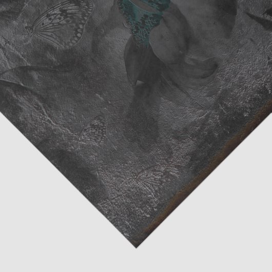 Zonnebloem Donkere Blauwgroen  Antiek textuur Tissuepapier (Detail)