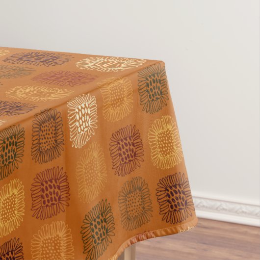 Zonnebloem Doodle Earthtone Hand-Drawn Pattern Tafelkleed (Voorbeeld)