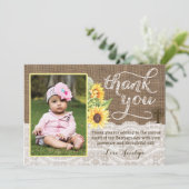 Zonnebloem Doop Dank u Kaart voor Meisje (Staand voorkant)