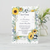 Zonnebloem doop en eerste verjaardag kaart (Staand voorkant)