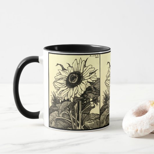 Zonnebloem, door Julie de Graag - Mok (Met donut)