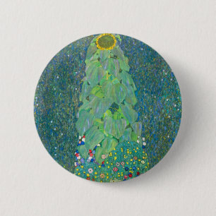 Zonnebloem door Klimt, Art Nouveau Vintage Bloemen Ronde Button 5,7 Cm