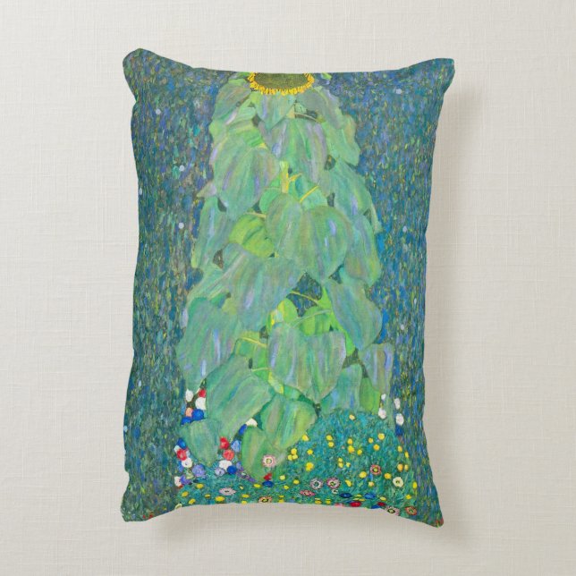 Zonnebloem door Klimt,  bloemen Art Nouveau Accent Kussen (Achterkant (Verticaal))